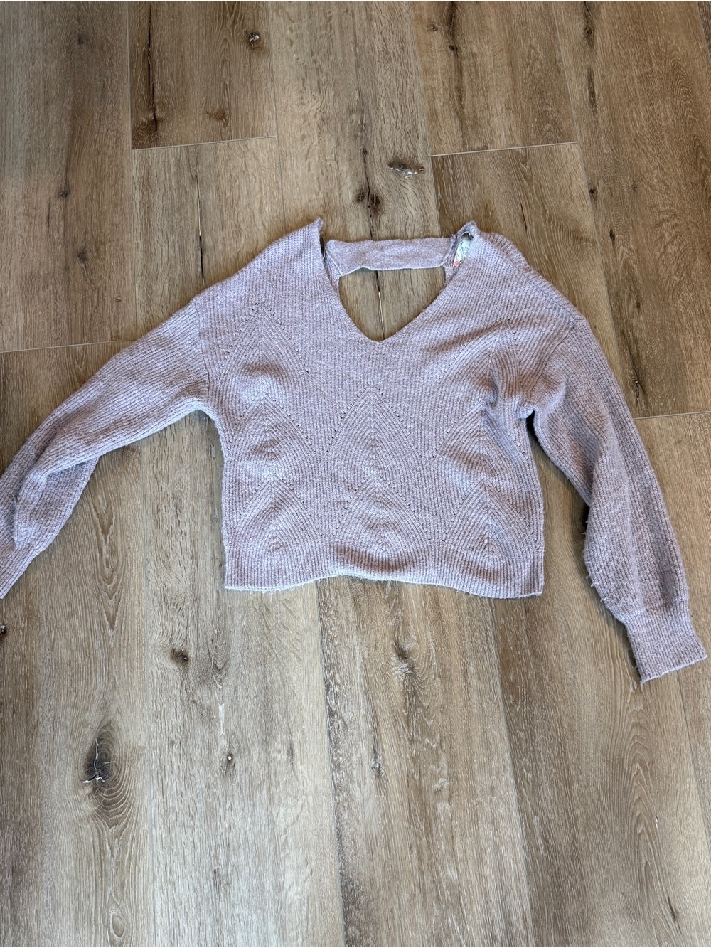 Pink Rose Lavender Crop V-Neck Sweater